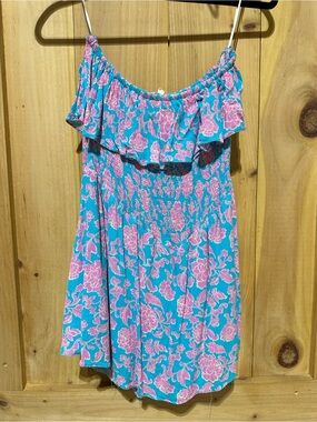 Promesa Turquoise & Pink Floral Off-Shoulder Romper
